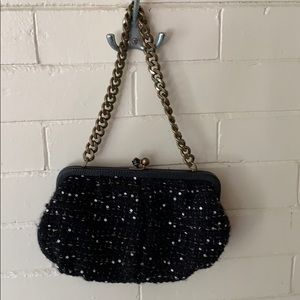 J. Crew wool & sequin handbag bag brass chain